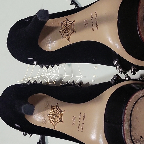 Charlotte Olympia Authentic Suede Angry Portia Platform Pumps Studded, Size 38.5 - Picture 6 of 6